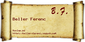 Beller Ferenc névjegykártya